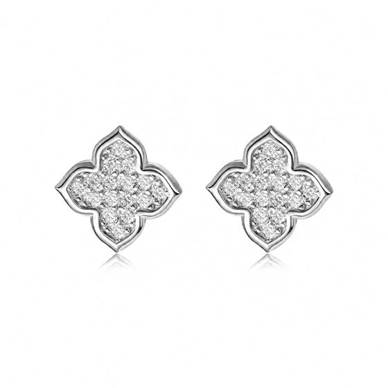 Pavé Clover Moissanite Stud Earrings view 2