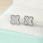 Pavé Clover Moissanite Stud Earrings view 3