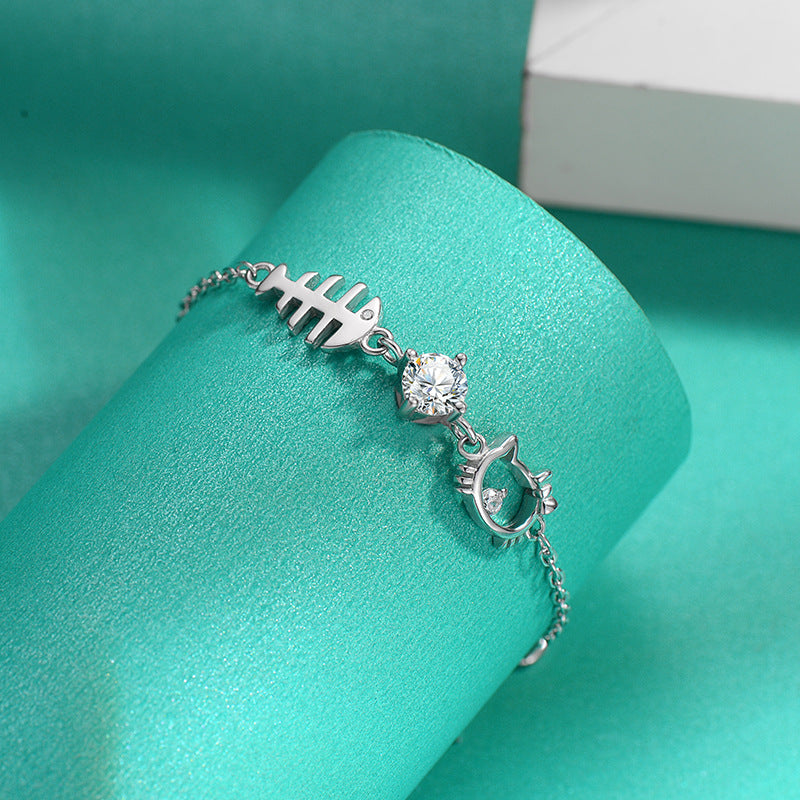 Cat Charm CZ Bracelet view 4