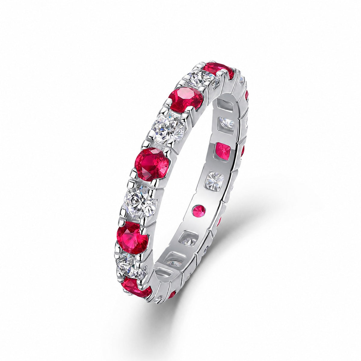Rainbow Eternity Moissanite & Lab-Grown Gemstone Ring