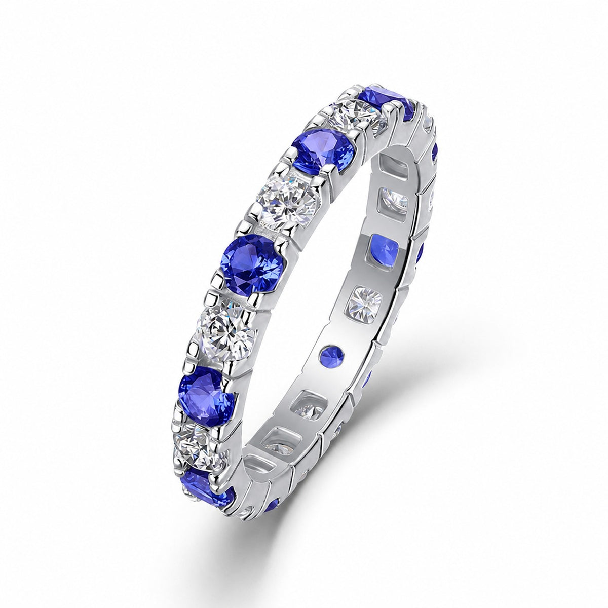 Rainbow Eternity Moissanite & Lab-Grown Gemstone Ring view 3