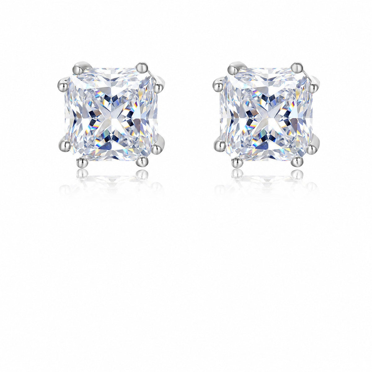 Princess Moissanite Stud Earrings