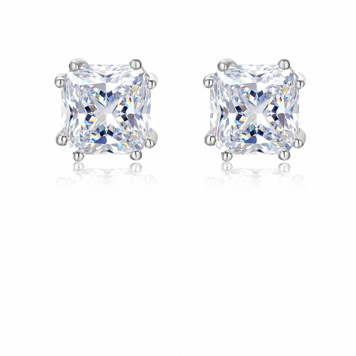Princess Moissanite Stud Earrings view 2