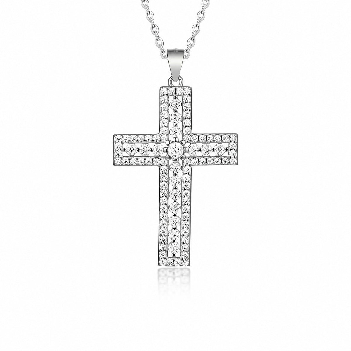 Pavé Cross Moissanite Pendant Necklace