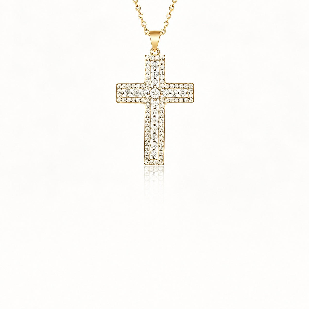 Pavé Cross Moissanite Pendant Necklace view 2