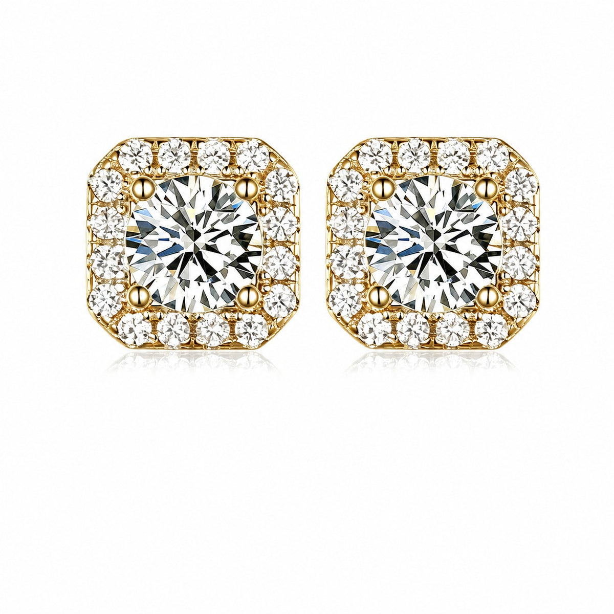 Frame Moissanite Stud Earrings view 4