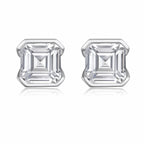 Asscher Moissanite Stud Earrings