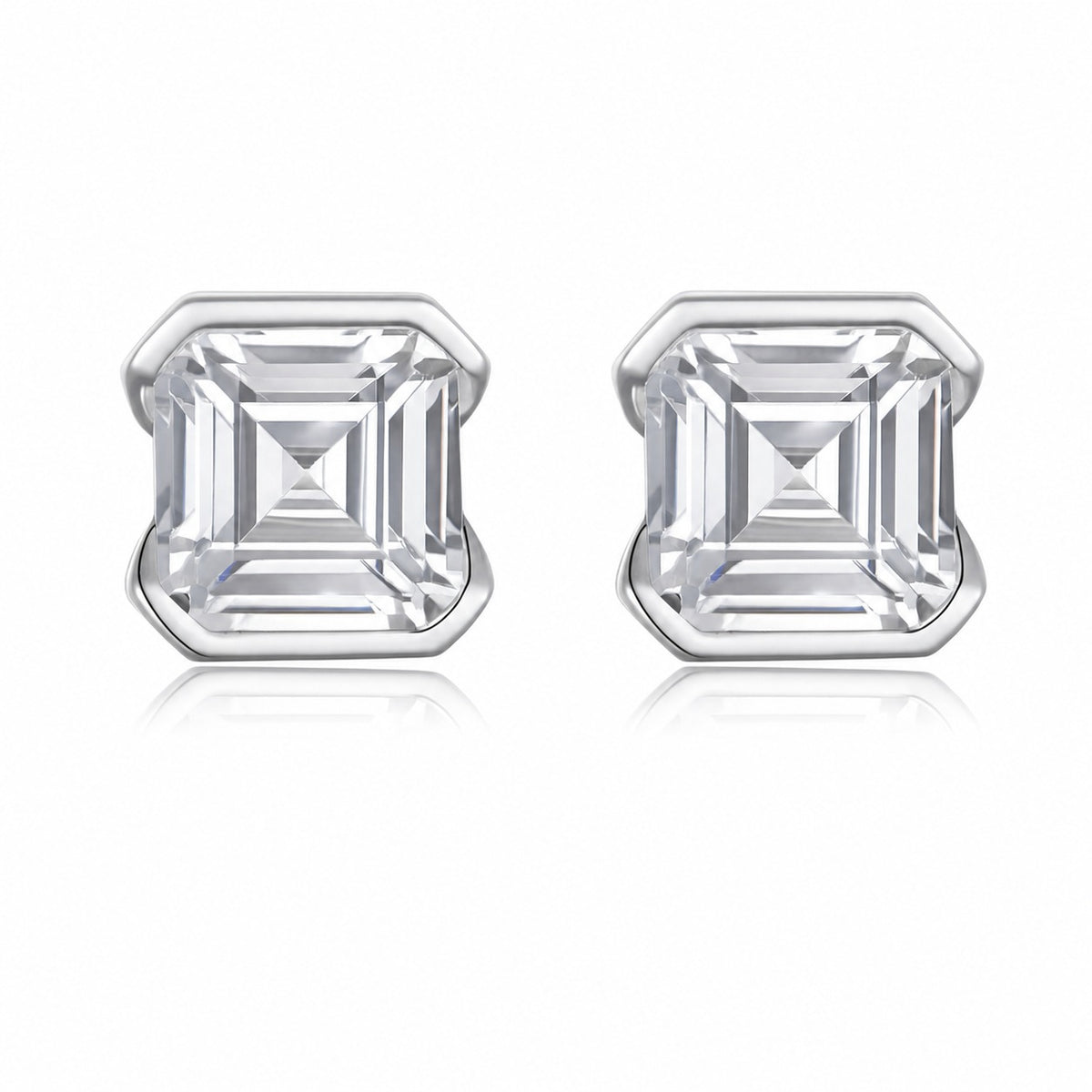 Asscher Moissanite Stud Earrings