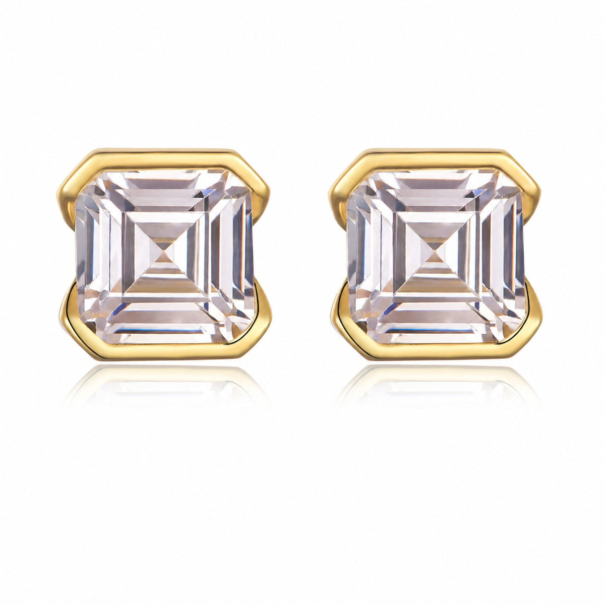 Asscher Moissanite Stud Earrings view 2