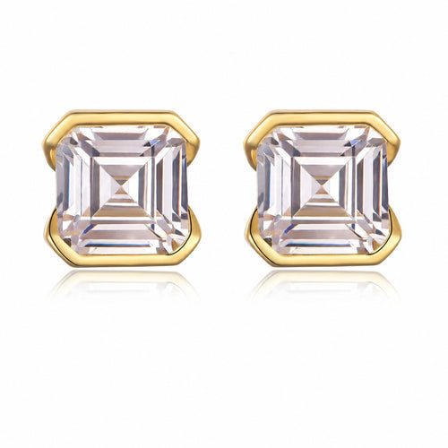 Asscher Moissanite Stud Earrings view 2