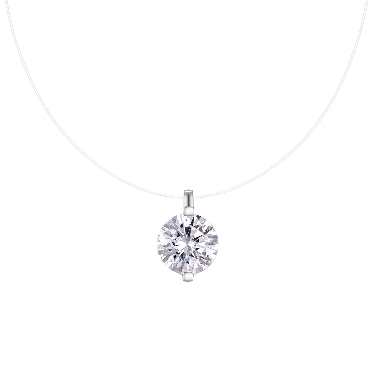 Floating Solitaire Moissanite Pendant Necklace