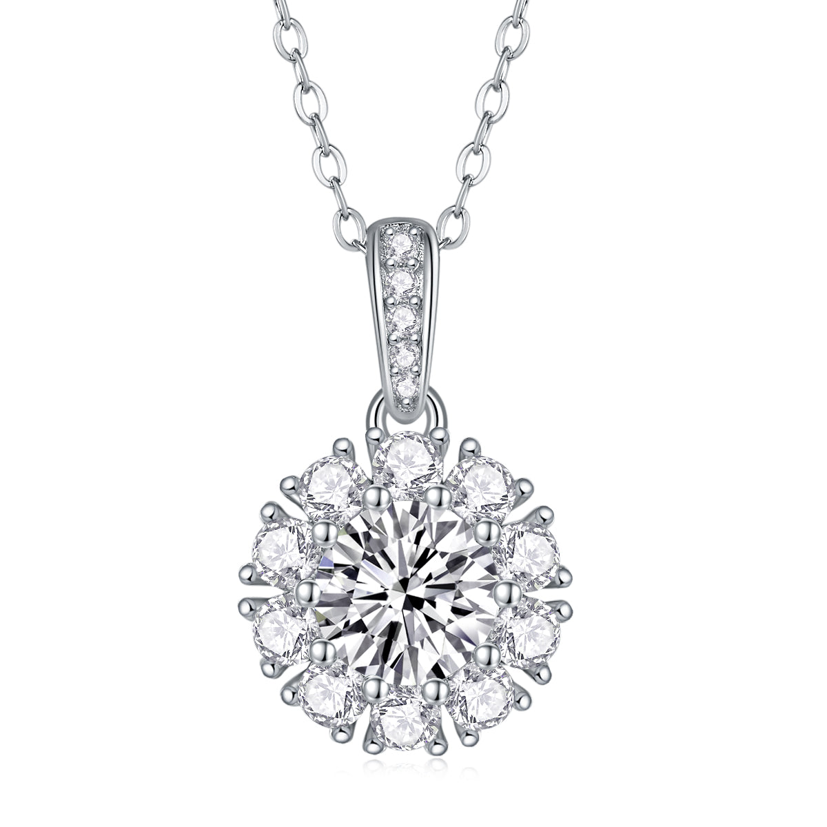 Sunburst Moissanite Pendant Necklace