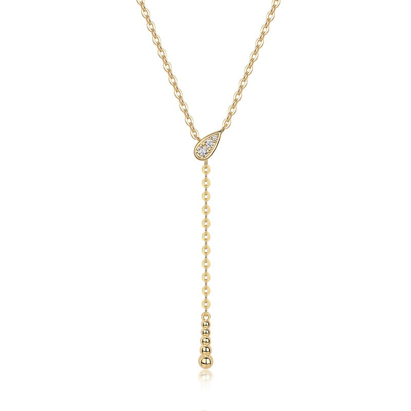Lariat Gold Moissanite Necklace