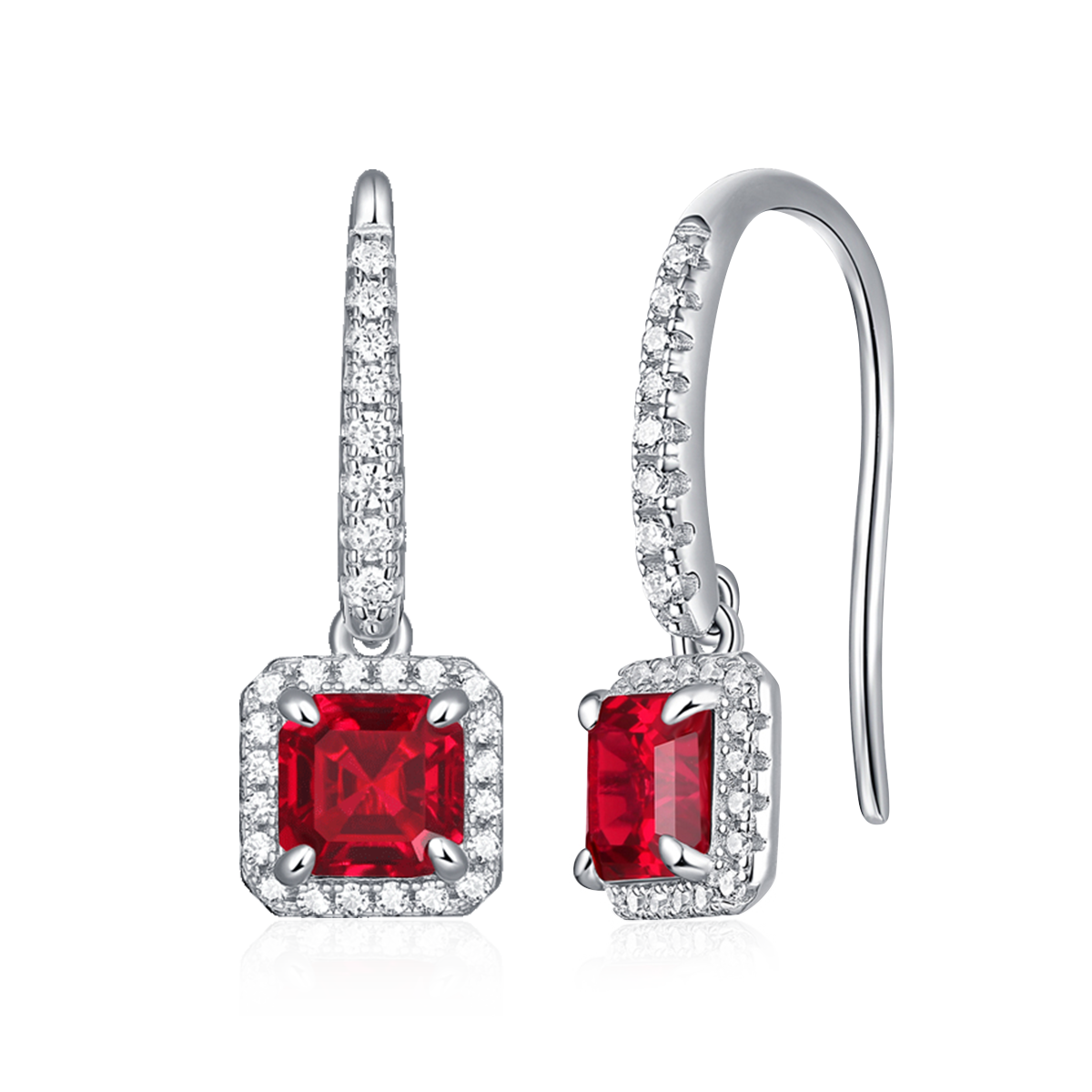 Deco Lab-Grown Gemstone Drop Earrings