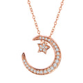 Star & Moon Rose Gold Moissanite Pendant Necklace