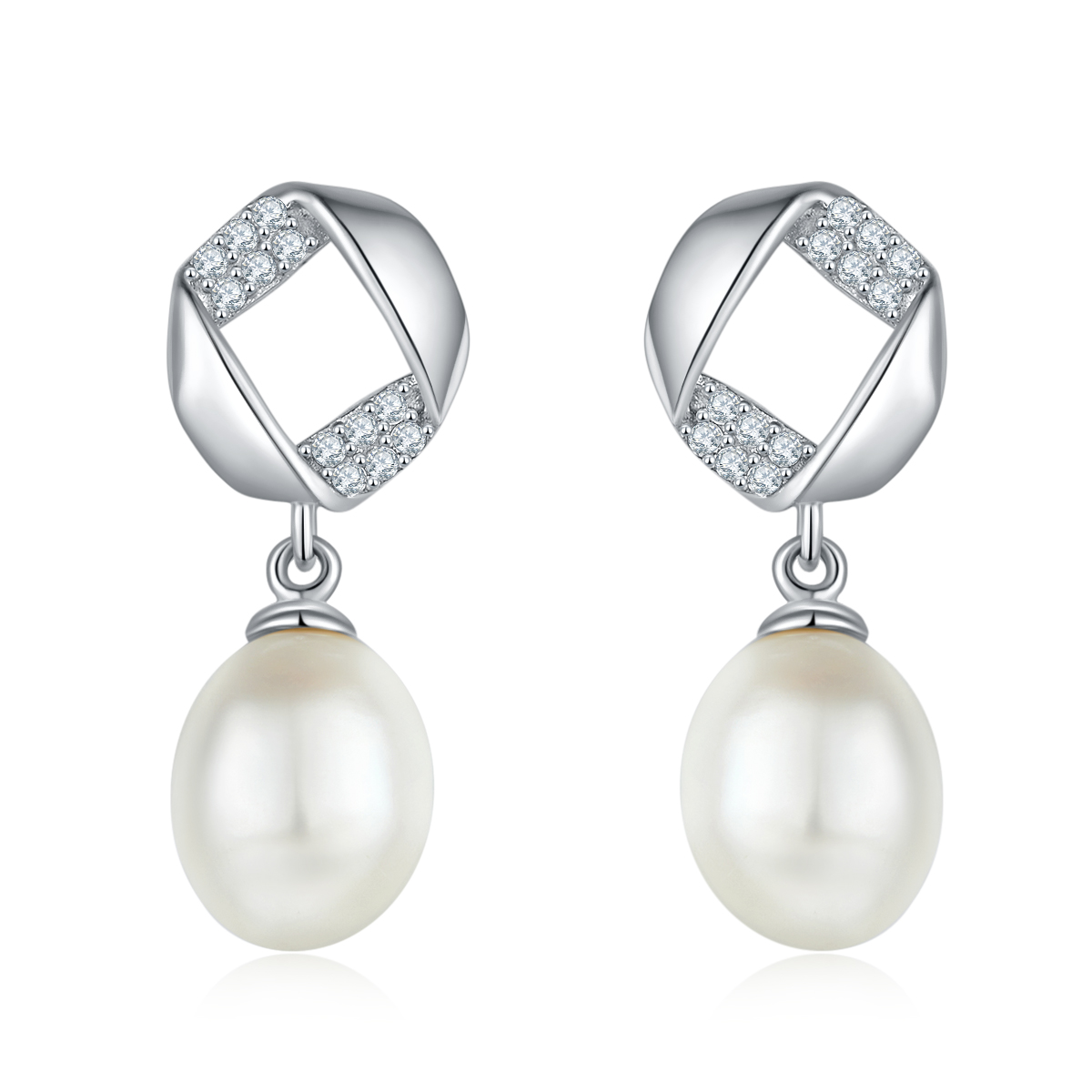 Knot Freshwater Pearl Drop Earrings
