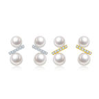 Tandem Freshwater Pearl Stud Earrings view 2