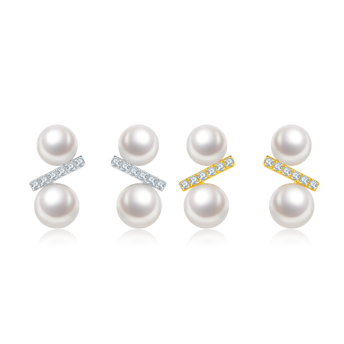Tandem Freshwater Pearl Stud Earrings view 2