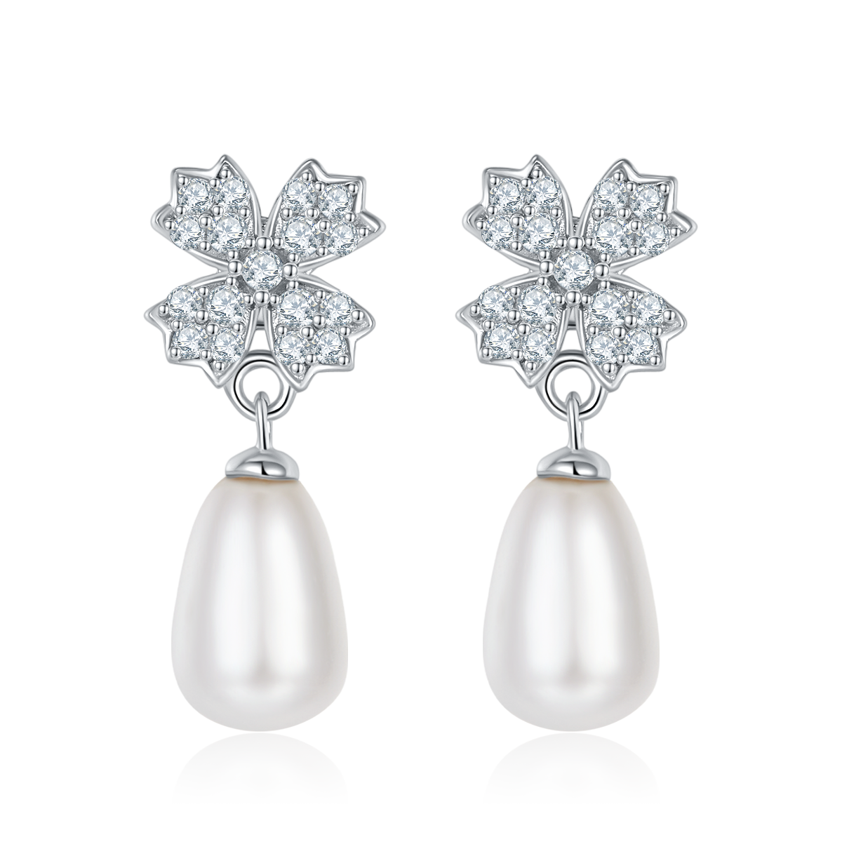 Blossom Freshwater Pearl Drop Earrings view 2