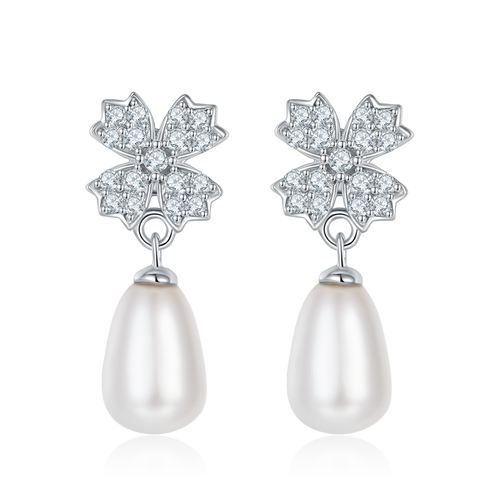 Blossom Freshwater Pearl Drop Earrings view 2