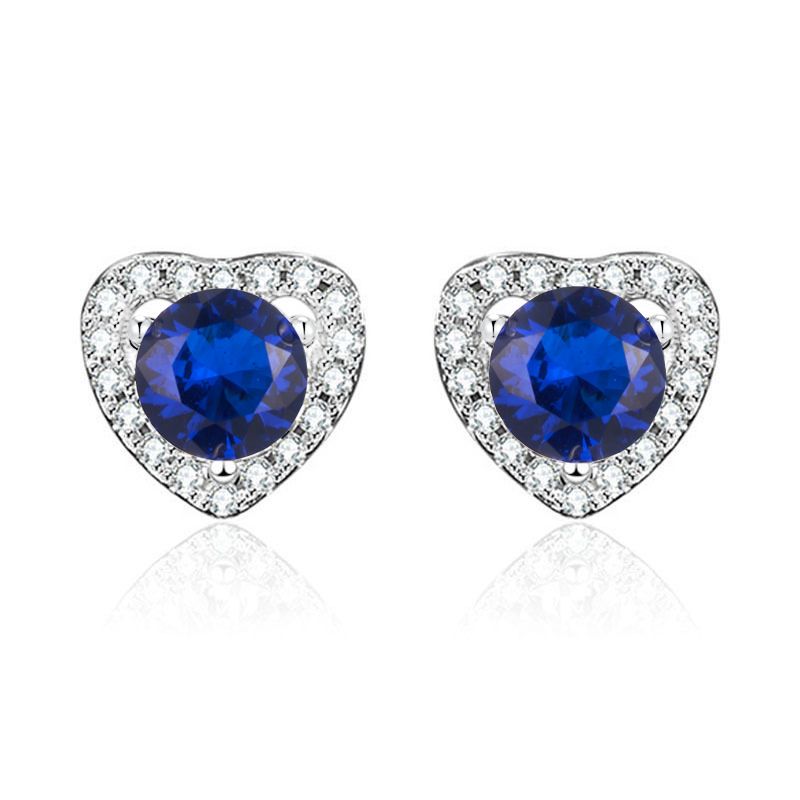 Sweetheart Lab-Grown Gemstone Stud Earrings view 2