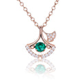 Ginkgo Rose Gold Lab-Grown Emerald Pendant Necklace