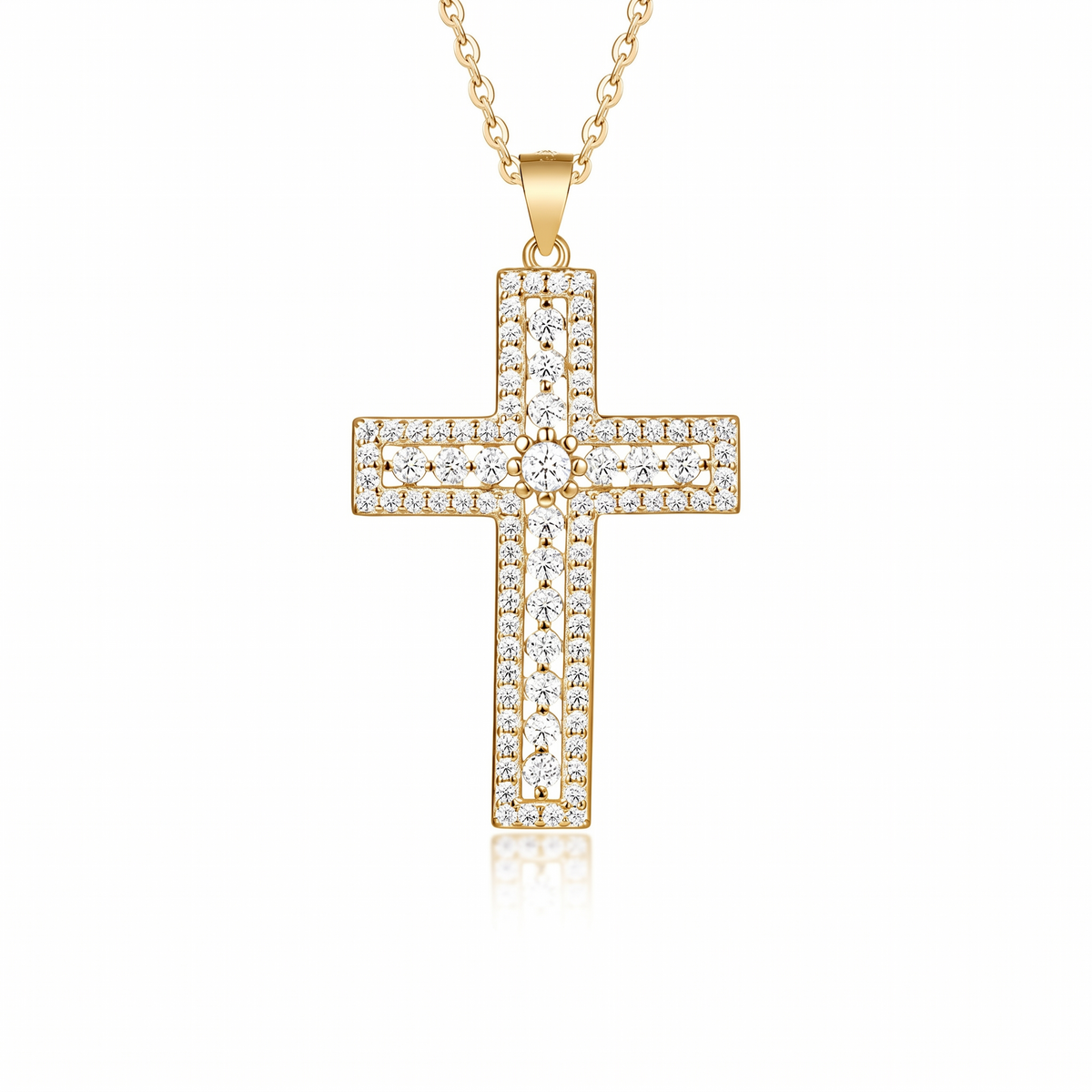 The Pavé Cross — Moissanite Pendant Necklace