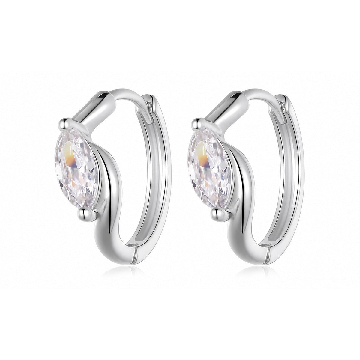 Navette Moissanite Hoop Earrings