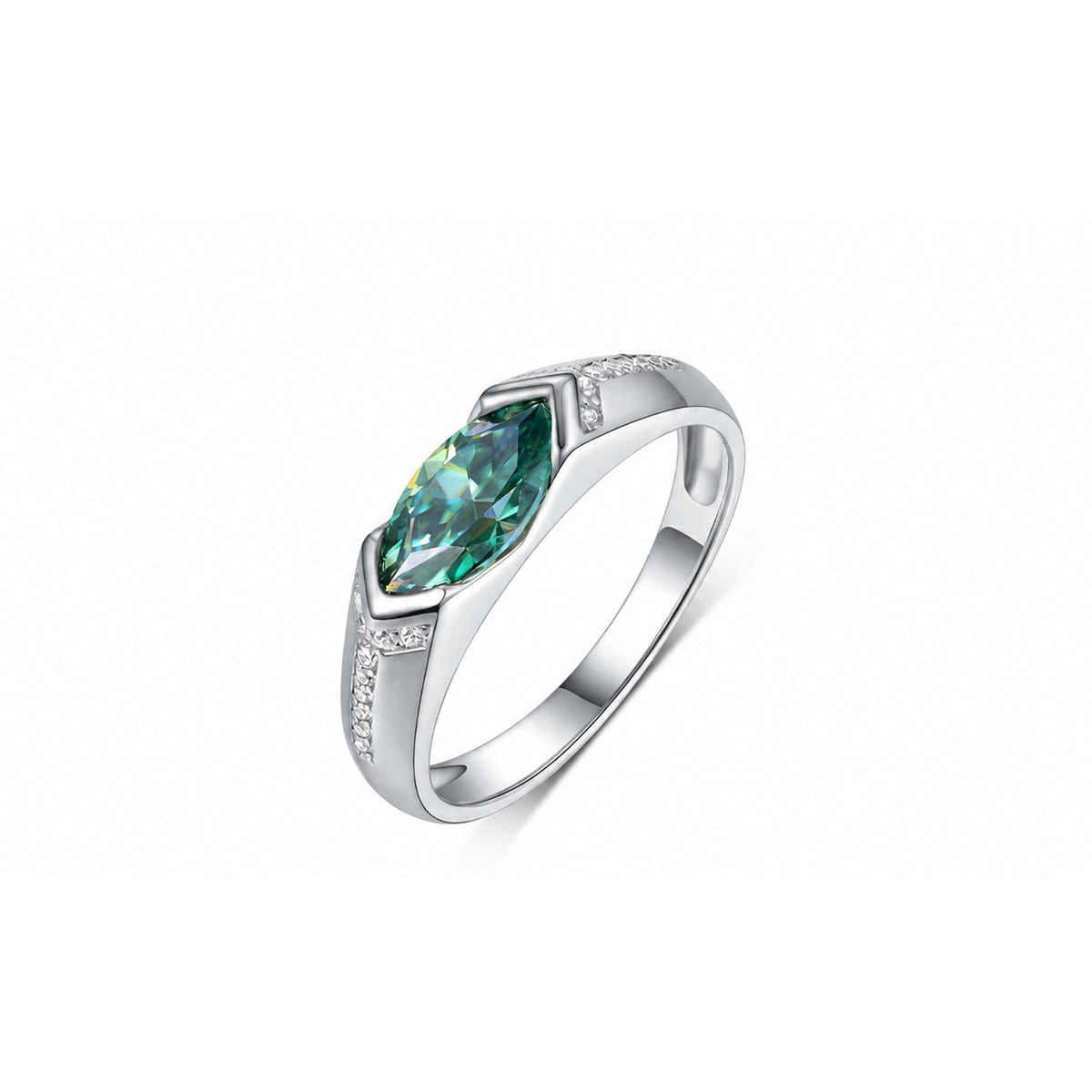 Sage Green Moissanite Ring view 3