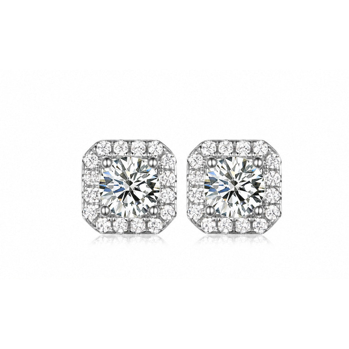 Frame Moissanite Stud Earrings view 6