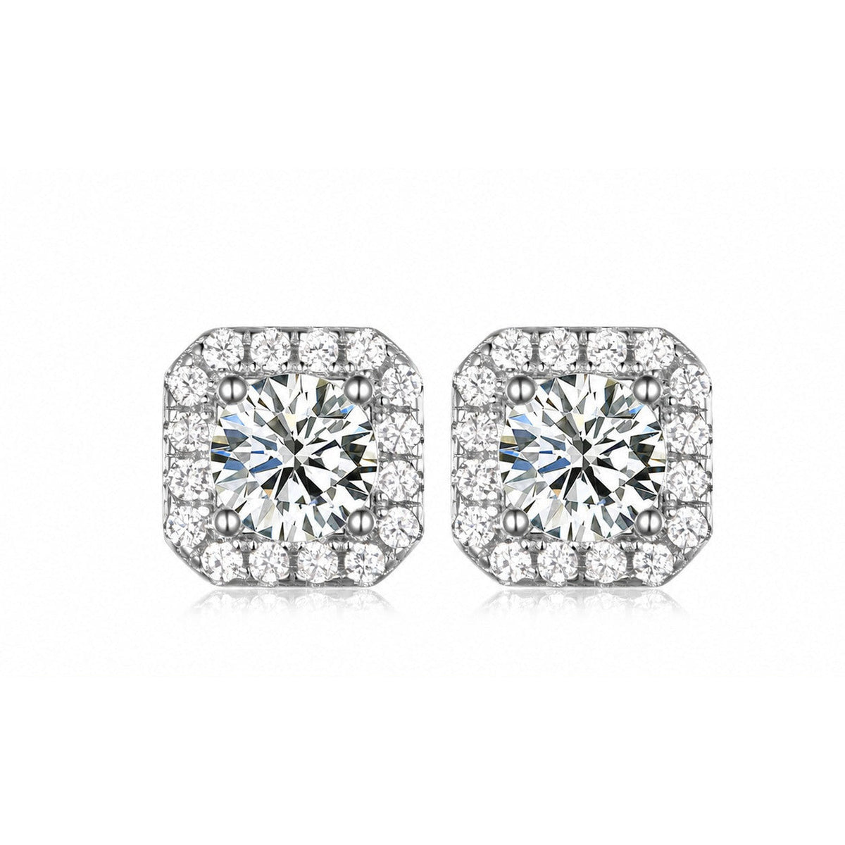 Frame Moissanite Stud Earrings view 7