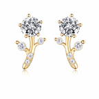 Bud Gold Moissanite Stud Earrings view 2