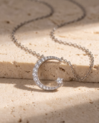 Crescent Moon Moissanite Necklace view 4