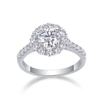 Draycott & Co Elegant Moissanite Halo Ring, studio front shot