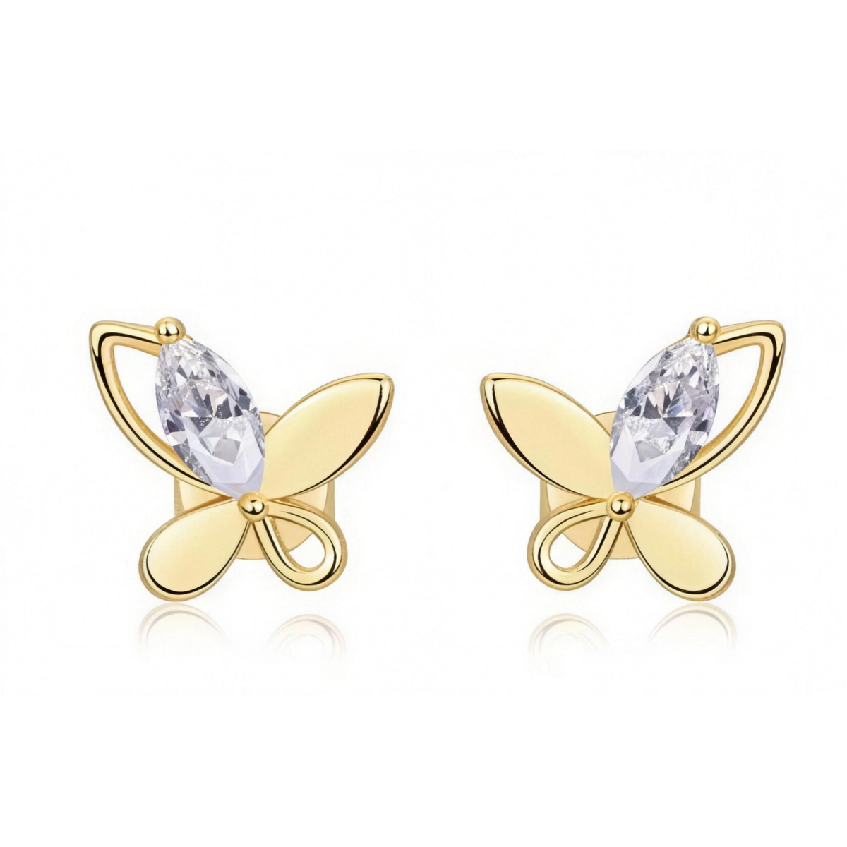The Butterfly — Gold Moissanite Stud Earrings