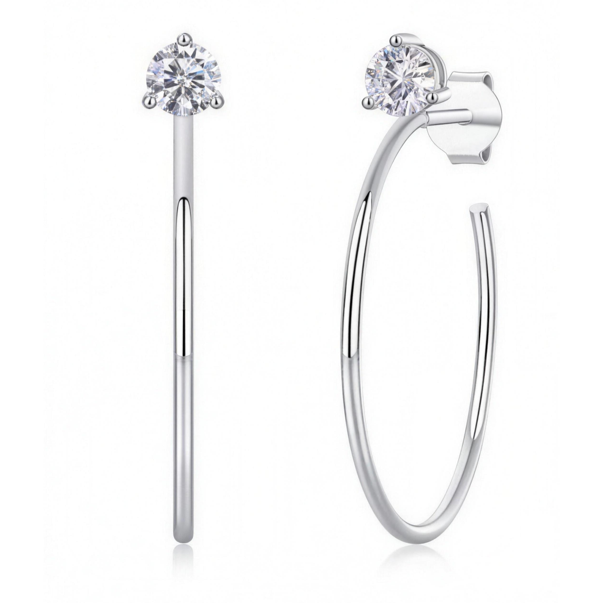 The Solitaire Drop — Moissanite Hoop Earrings