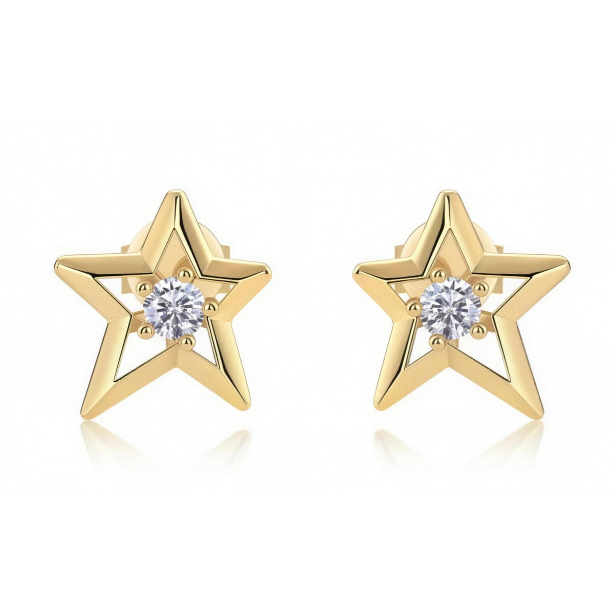 The Star — Gold Moissanite Stud Earrings