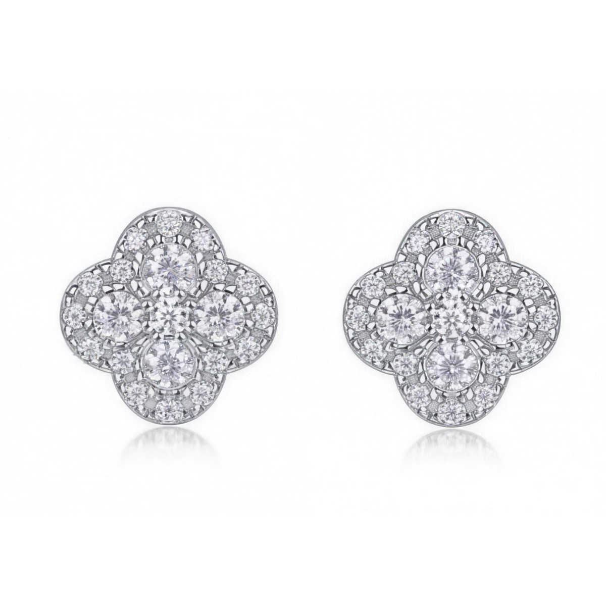 Quatrefoil Moissanite Stud Earrings