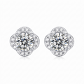 Clover Halo Moissanite Stud Earrings