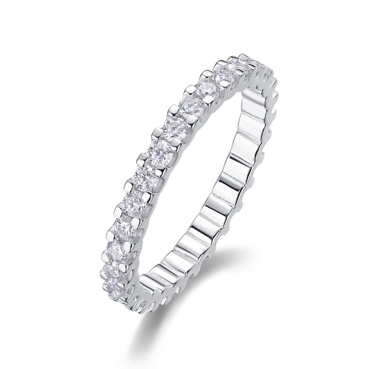 Draycott & Co Geometric Circular Moissanite Eternal Ring, studio shot
