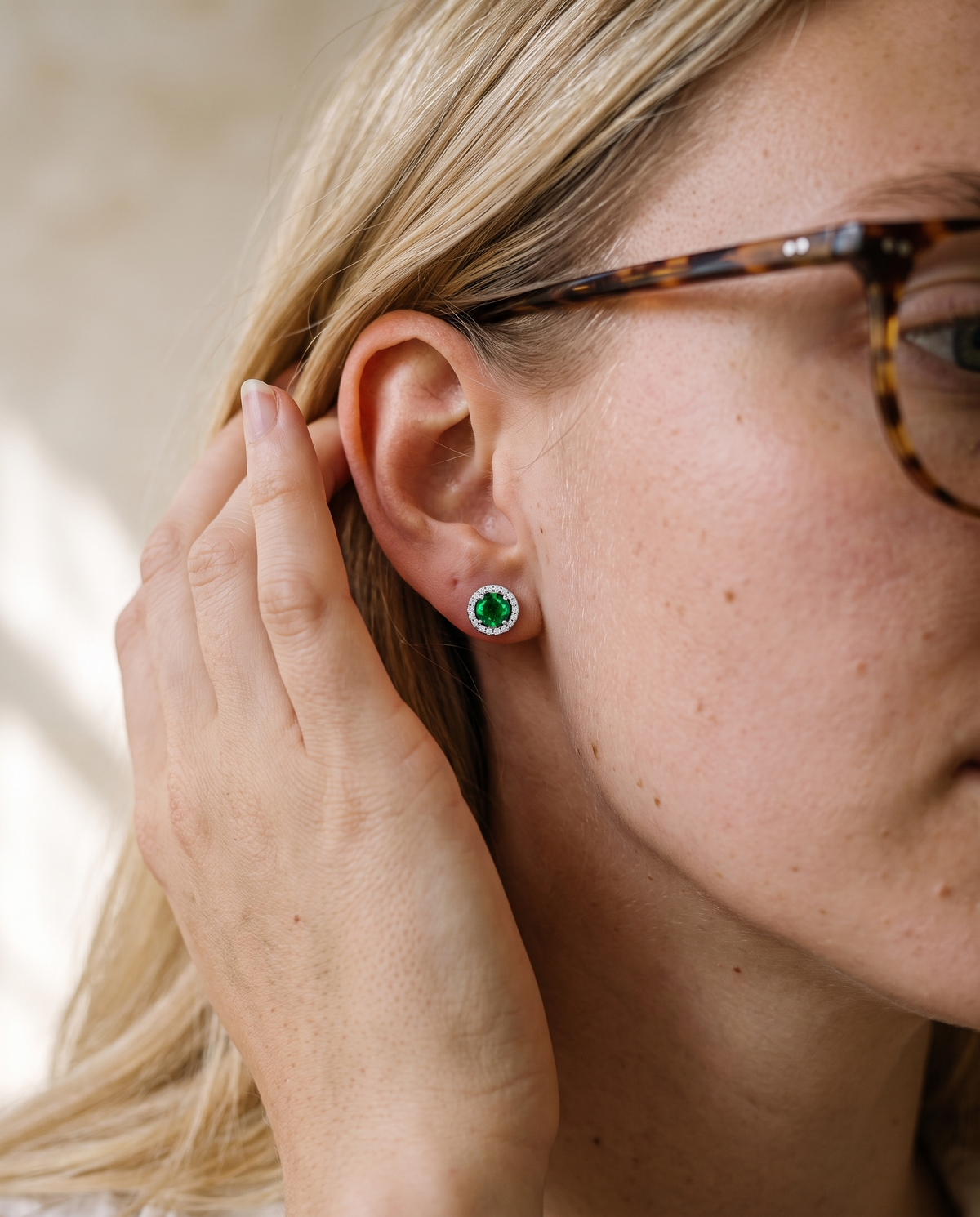 Fern Green Moissanite Stud Earrings view 2