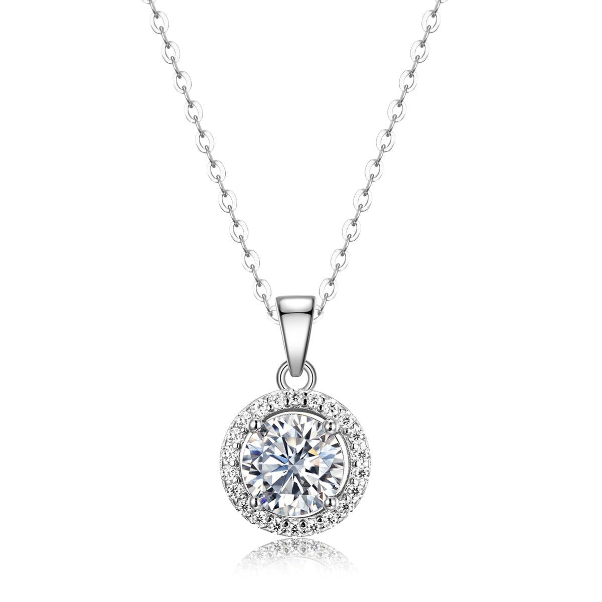 Halo Moissanite Pendant Necklace