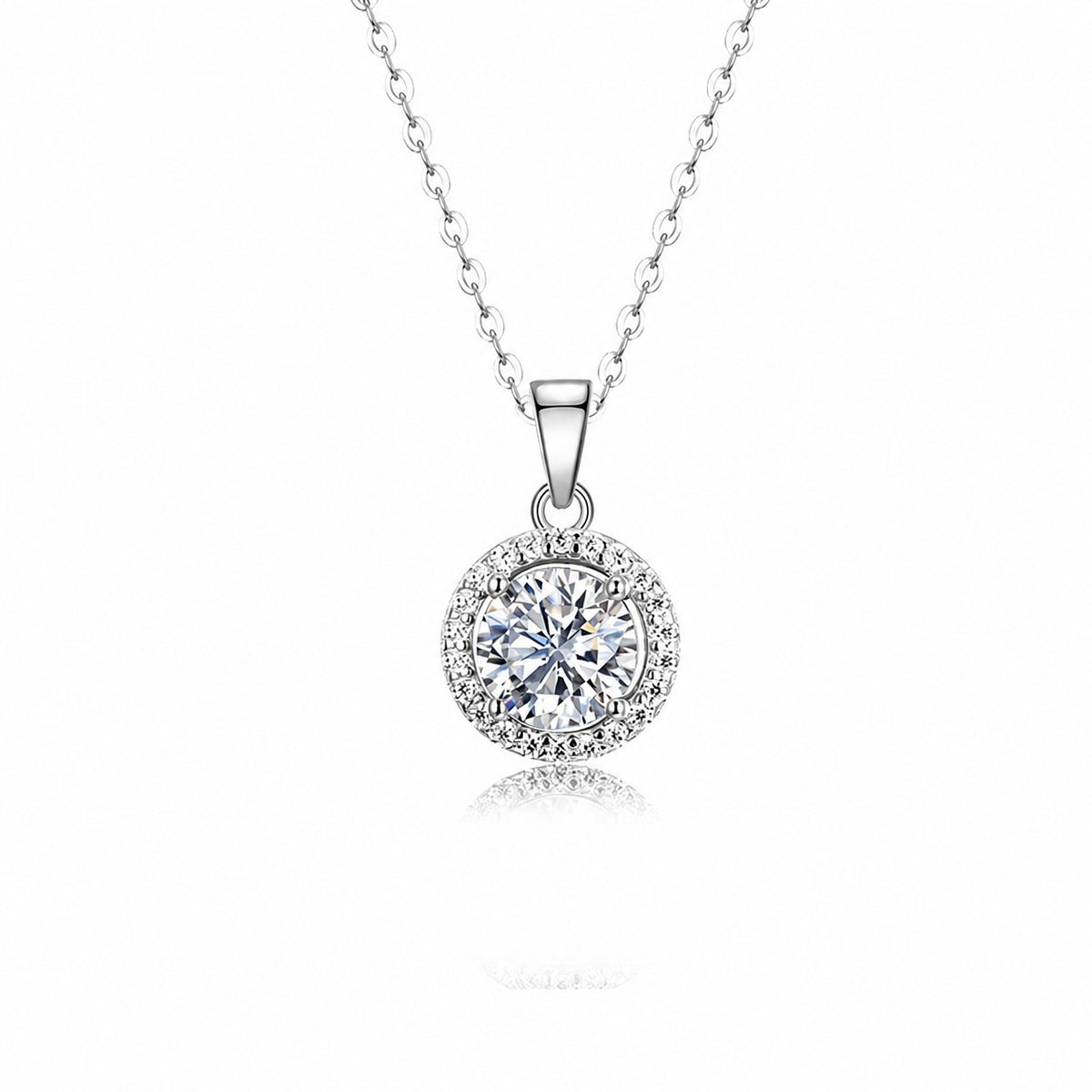 Halo Moissanite Pendant Necklace view 2
