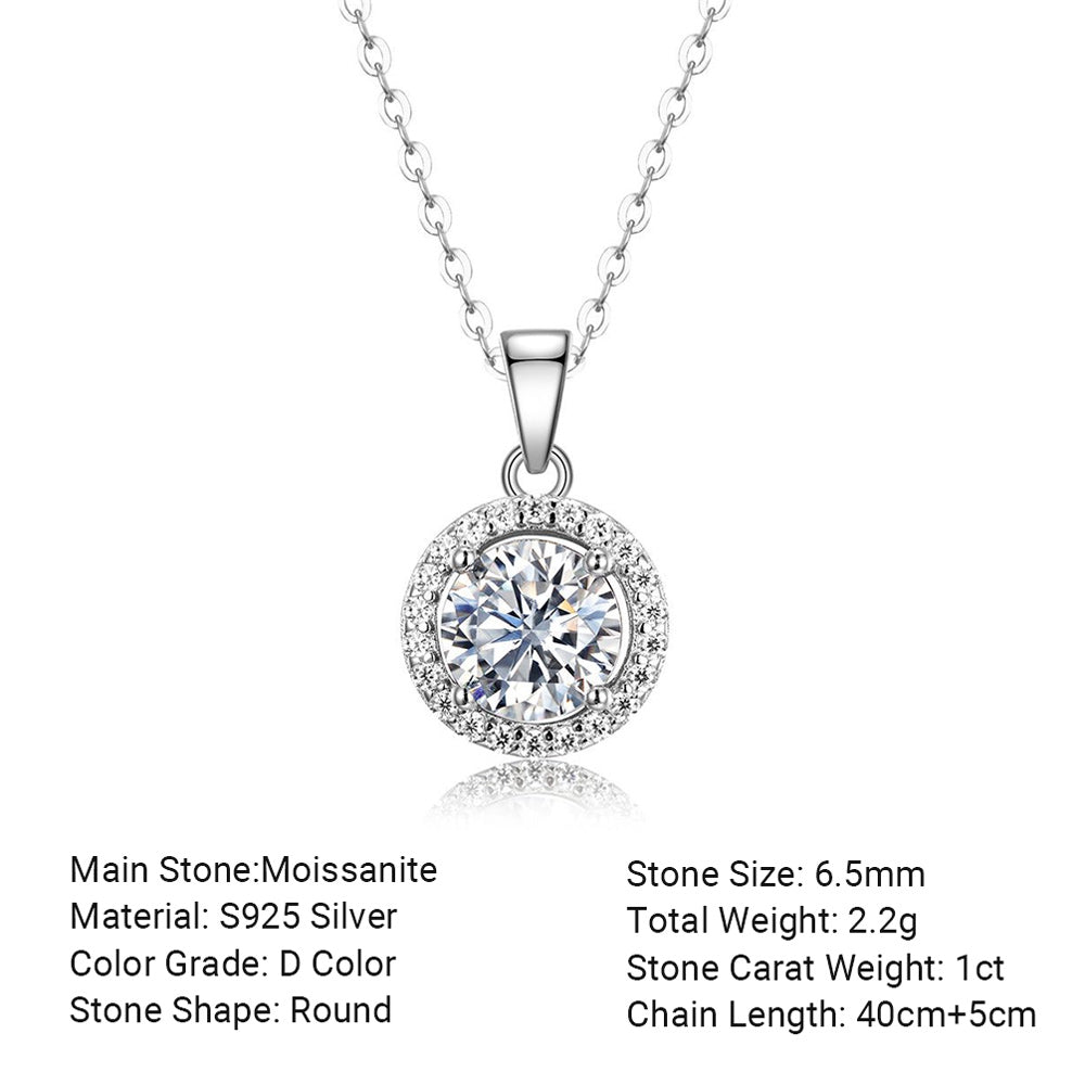 Halo Moissanite Pendant Necklace view 3