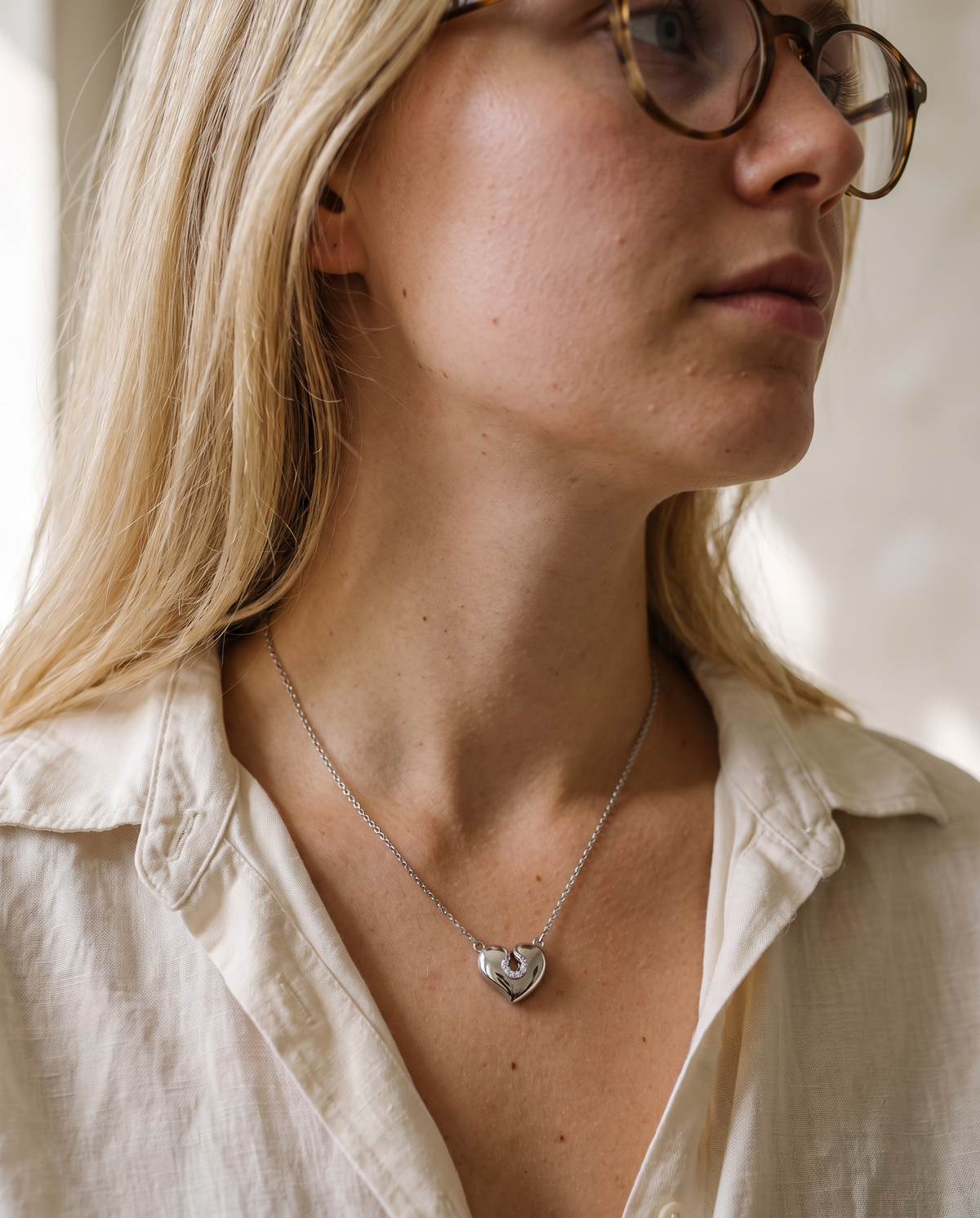 Heart Moissanite Pendant Necklace view 2