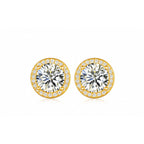 The Orbit moissanite stud earrings, gold plated, alternate angle