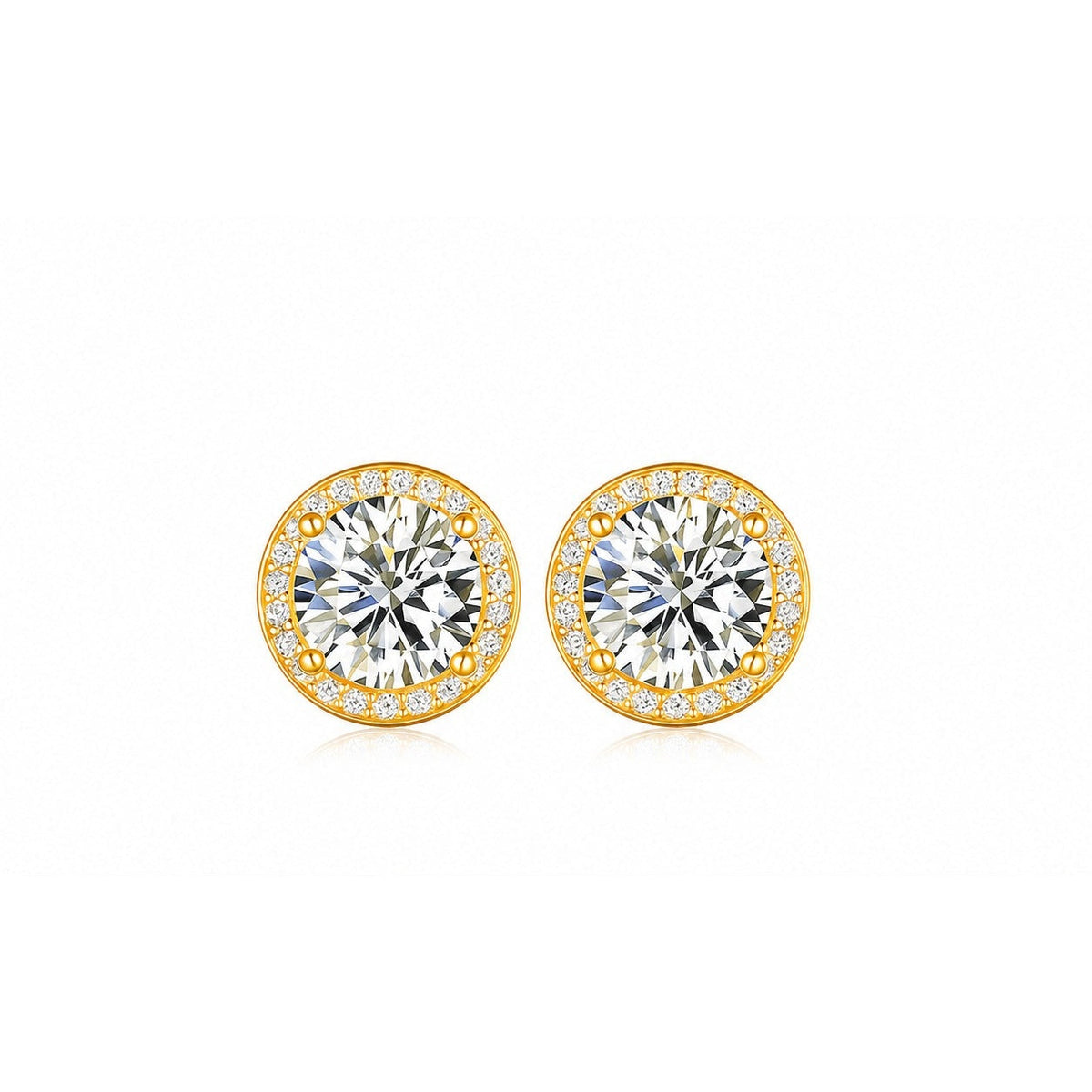 The Orbit moissanite stud earrings, gold plated
