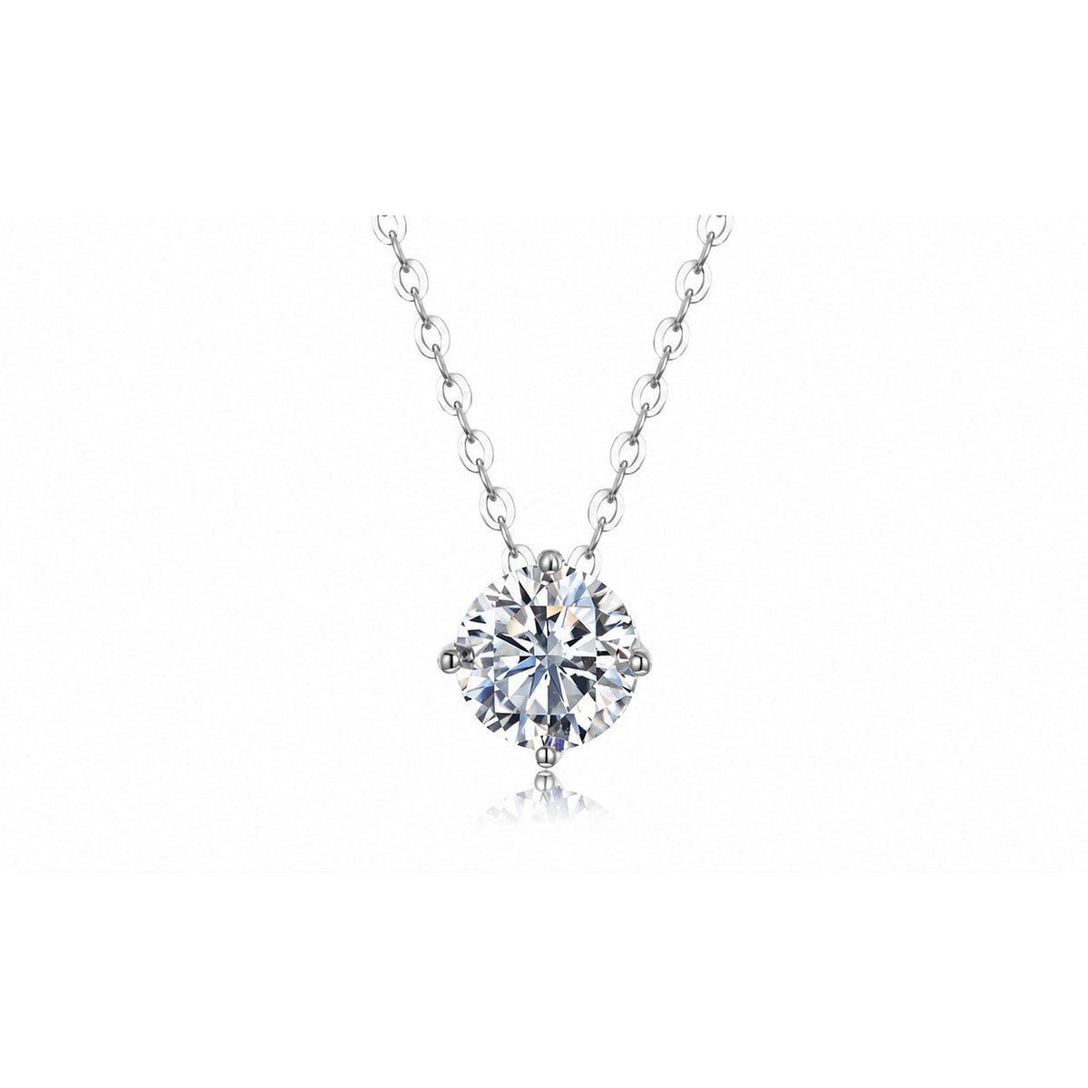 The Solitaire moissanite necklace, alternate angle