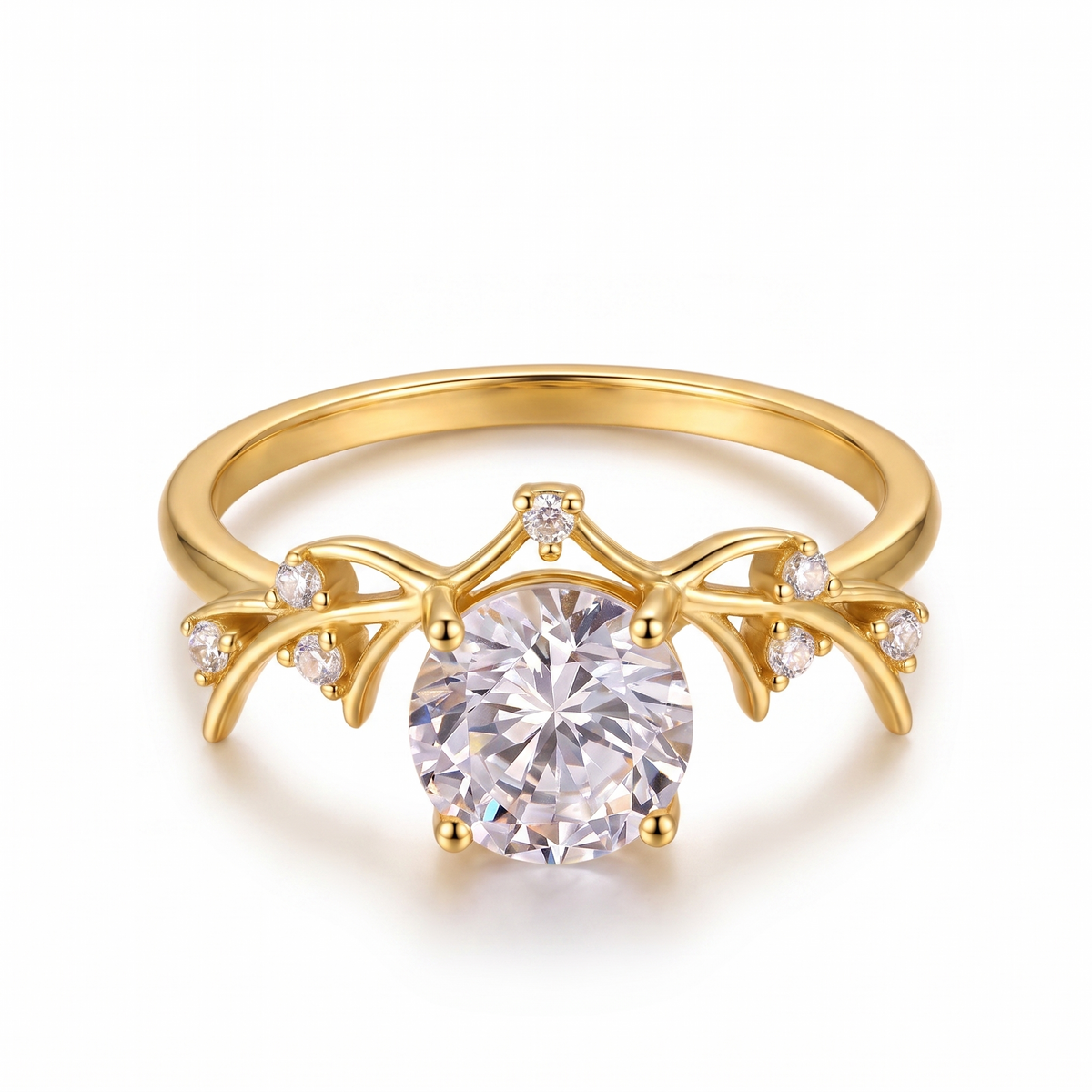 The Vine — Gold Moissanite Solitaire Ring