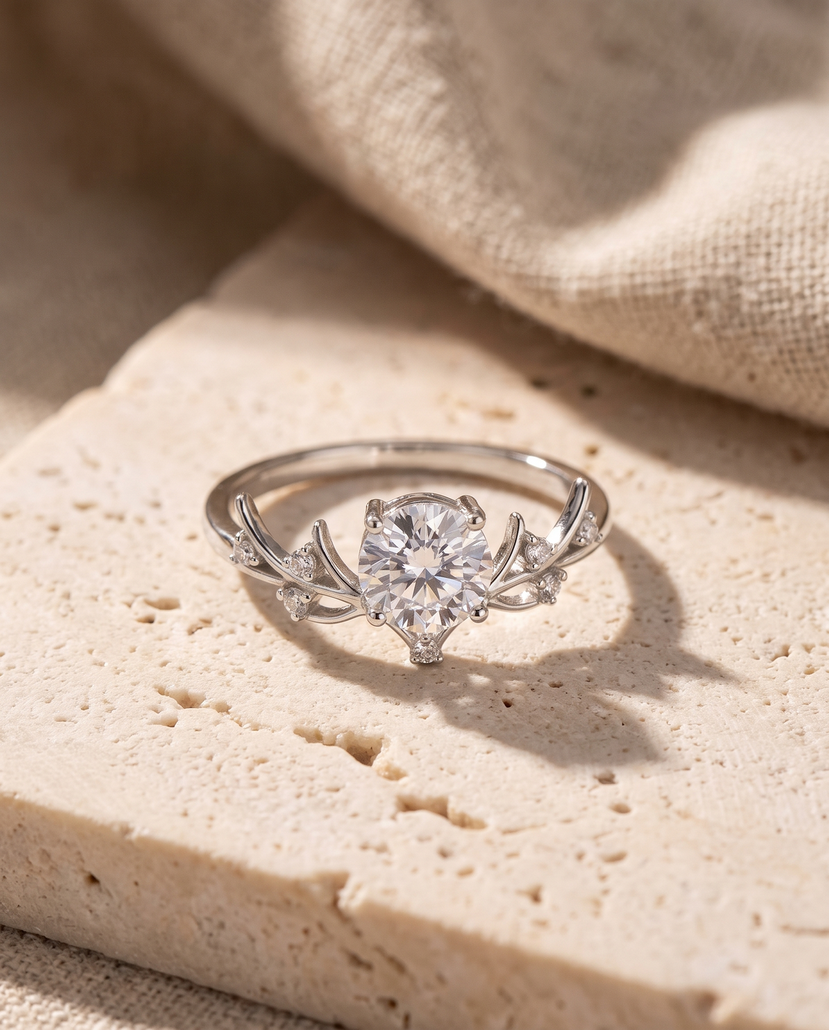 Vine Moissanite Solitaire Ring view 2